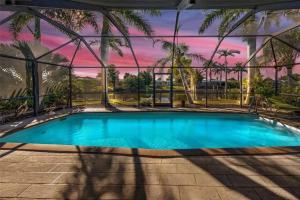 Sunset over the pool